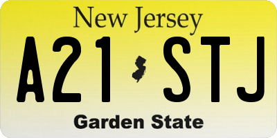 NJ license plate A21STJ