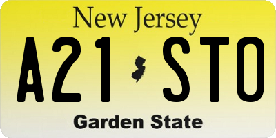 NJ license plate A21STO