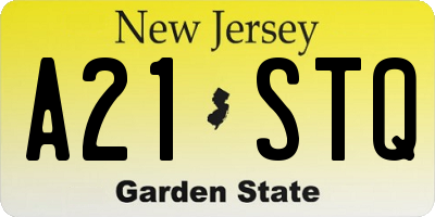 NJ license plate A21STQ