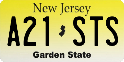 NJ license plate A21STS