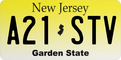 NJ license plate A21STV