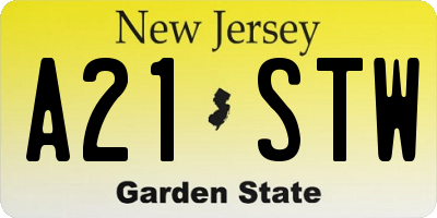 NJ license plate A21STW