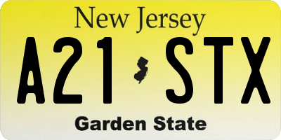 NJ license plate A21STX