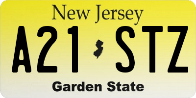 NJ license plate A21STZ