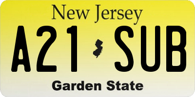 NJ license plate A21SUB