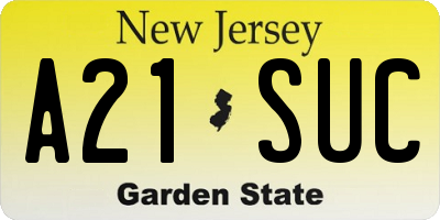 NJ license plate A21SUC