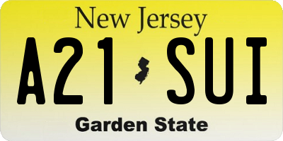 NJ license plate A21SUI