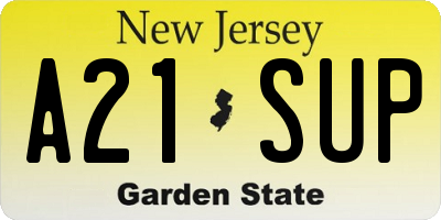 NJ license plate A21SUP