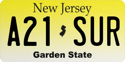 NJ license plate A21SUR