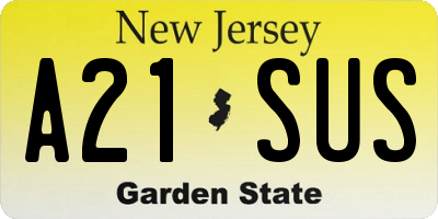 NJ license plate A21SUS