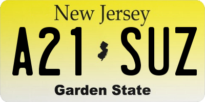 NJ license plate A21SUZ