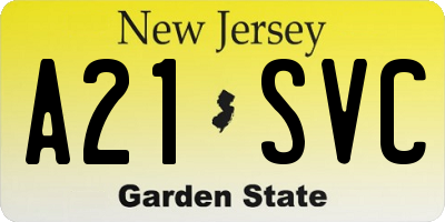 NJ license plate A21SVC