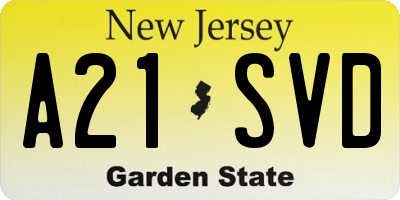 NJ license plate A21SVD