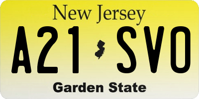 NJ license plate A21SVO