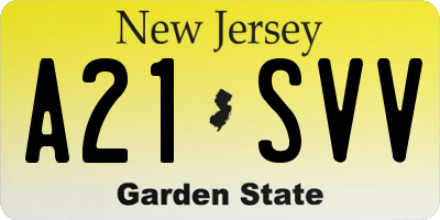NJ license plate A21SVV