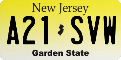 NJ license plate A21SVW