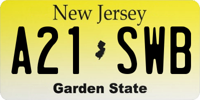 NJ license plate A21SWB