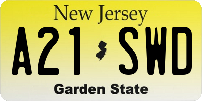 NJ license plate A21SWD