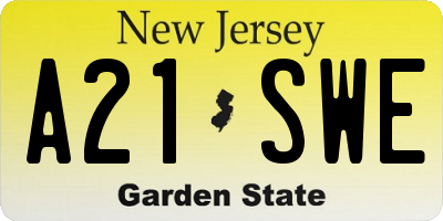 NJ license plate A21SWE