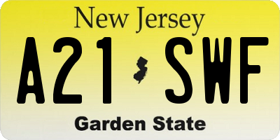 NJ license plate A21SWF
