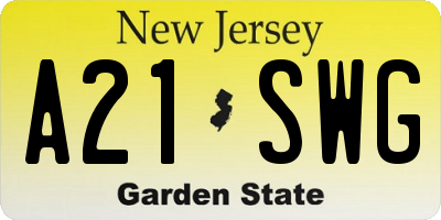 NJ license plate A21SWG