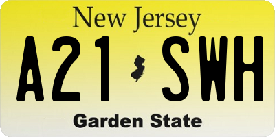 NJ license plate A21SWH