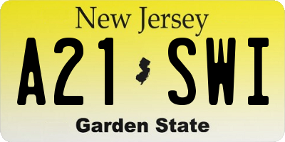 NJ license plate A21SWI