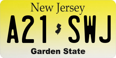 NJ license plate A21SWJ