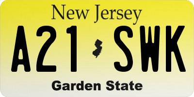 NJ license plate A21SWK