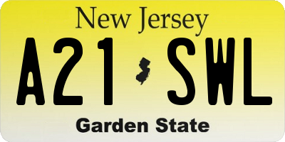 NJ license plate A21SWL
