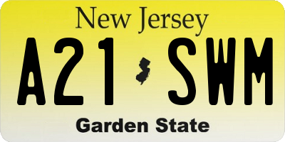 NJ license plate A21SWM