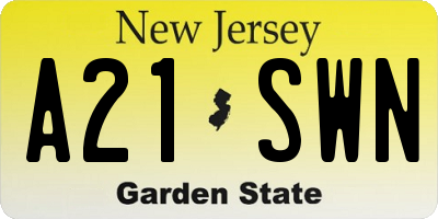 NJ license plate A21SWN