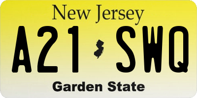 NJ license plate A21SWQ
