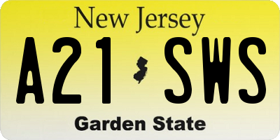 NJ license plate A21SWS
