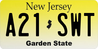 NJ license plate A21SWT
