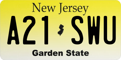 NJ license plate A21SWU