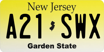 NJ license plate A21SWX