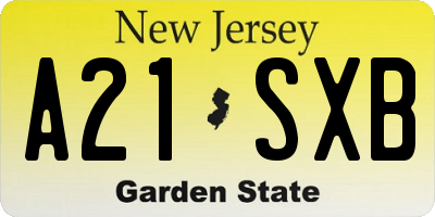 NJ license plate A21SXB