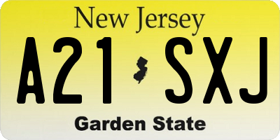 NJ license plate A21SXJ
