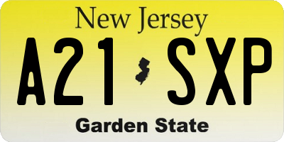 NJ license plate A21SXP