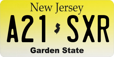 NJ license plate A21SXR