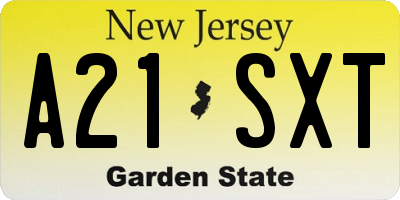 NJ license plate A21SXT