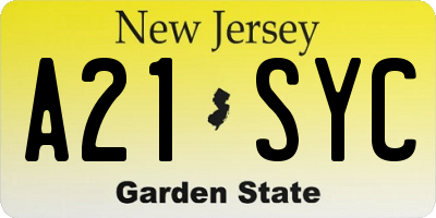 NJ license plate A21SYC