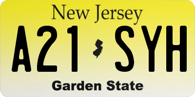 NJ license plate A21SYH