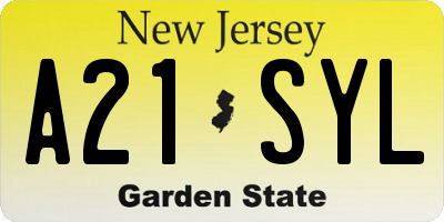 NJ license plate A21SYL