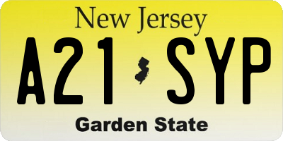 NJ license plate A21SYP
