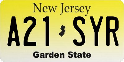 NJ license plate A21SYR