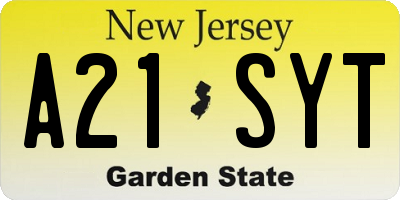 NJ license plate A21SYT
