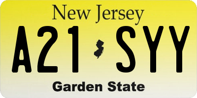 NJ license plate A21SYY
