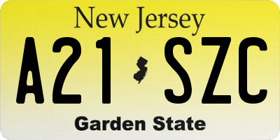 NJ license plate A21SZC